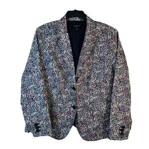 Talbots Woman 16W Floral Print Blazer Cotton Two Button Jacket Lined